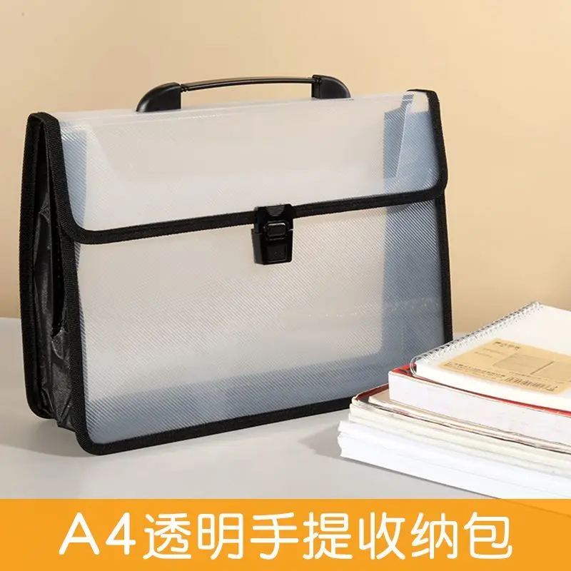 A4 Transparent Organ Bag Storage of Student Books and Test Papers A3 Three-dimensional Buckle Waterproof Document Archive Bag