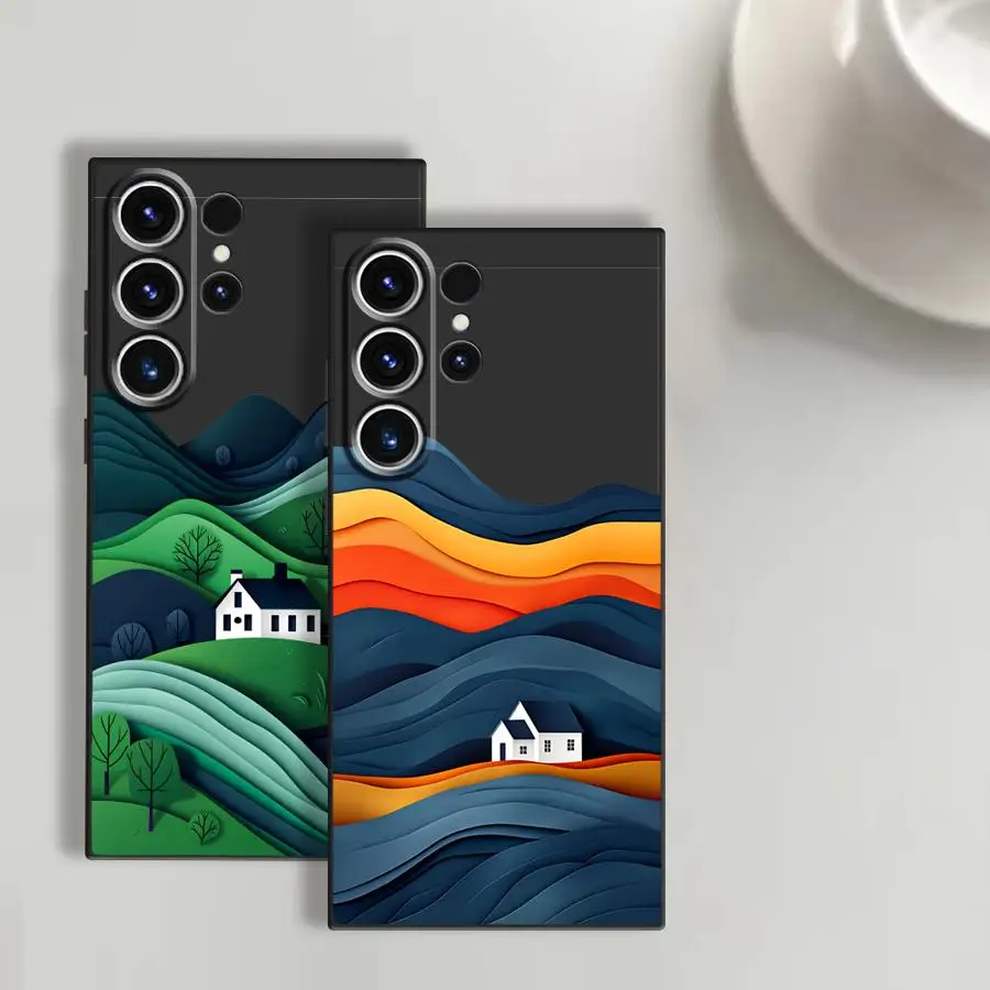 Abstract Mountain View Cabin Funda Phone Cover Case for Samsung Galaxy S26 Ultra S10 S9 S21 FE S23 S24 Note 20 8 9 10 S20 Ultra