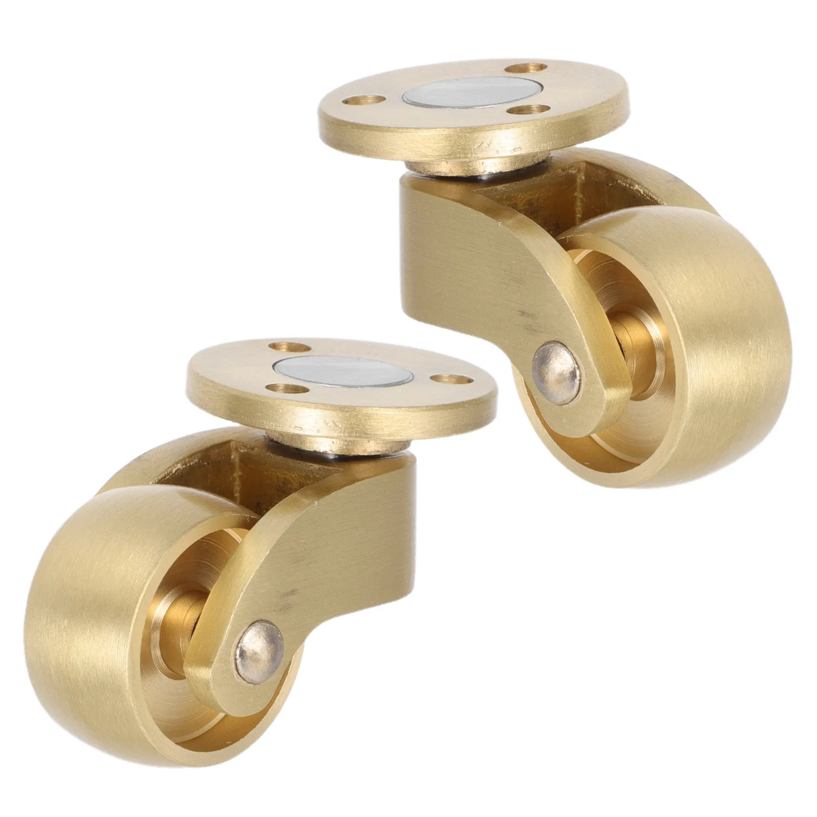 2Pcs Brass Furniture Swivel Casters 1 Inch Heavy Duty Rolling Wheels Flat Base Low Noise Chair Suitcase Dining Cart Cabinet