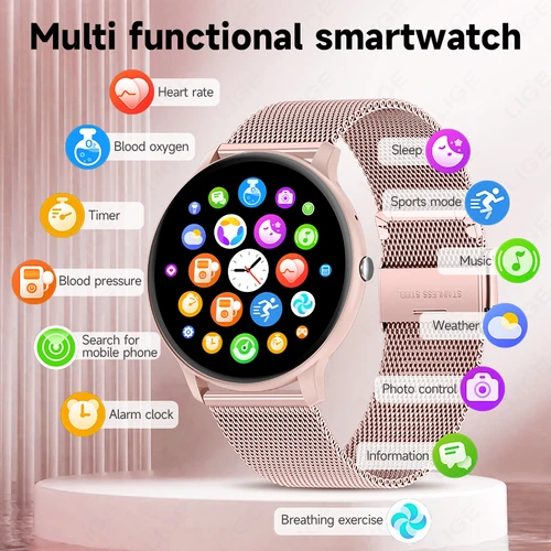 Imagen 2 del producto Reloj Inteligente LIGE Nuevo 2026 para Mujer, con Llamadas Bluetooth, Monitor de Frecuencia Cardíaca, Oxígeno en Sangre, Resistente al Agua, Deportivo, con Música, para Hombre