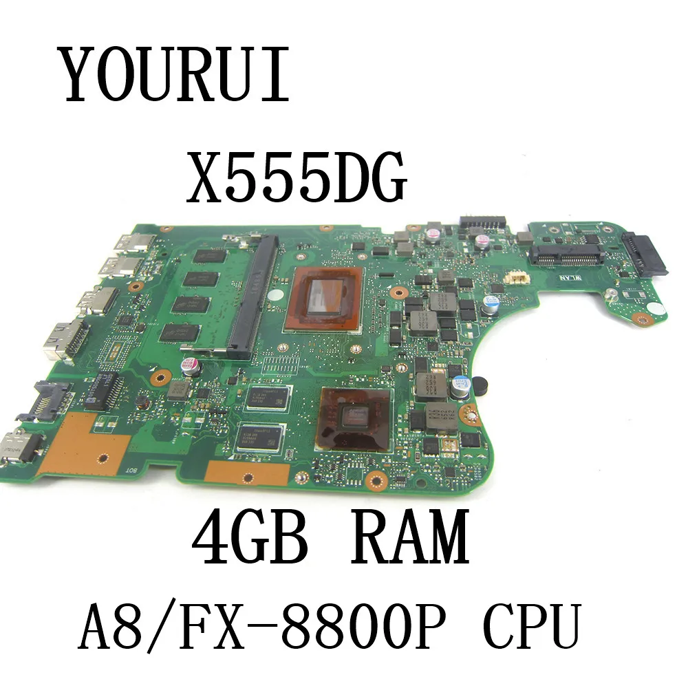 For ASUS X555DA X555YA X555D X555Y X555DG X555YI K555D X555BA X555QA Laptop Motherboard with A8/FX-8800P CPU 4GB RAM 2GB GPU