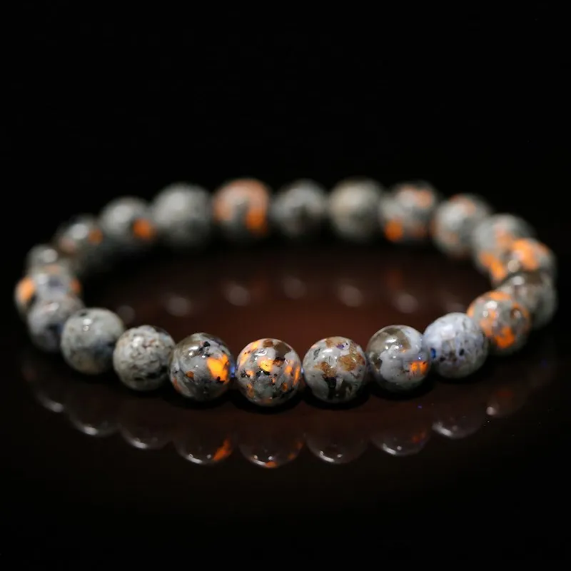 JD Natural Flame Stone Beaded Bracelet Men Women Powerful Chakra Yooperlite Fire Stone Energy Meditation Fengshui Bangle Jewelry