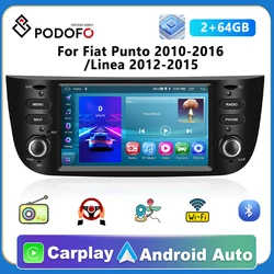 Podofo Carplay Android auto Car Radio Stereo GPS BT USB Player FM Radio Receiver For Fiat Punto 2010-2016/Linea 2012-2015