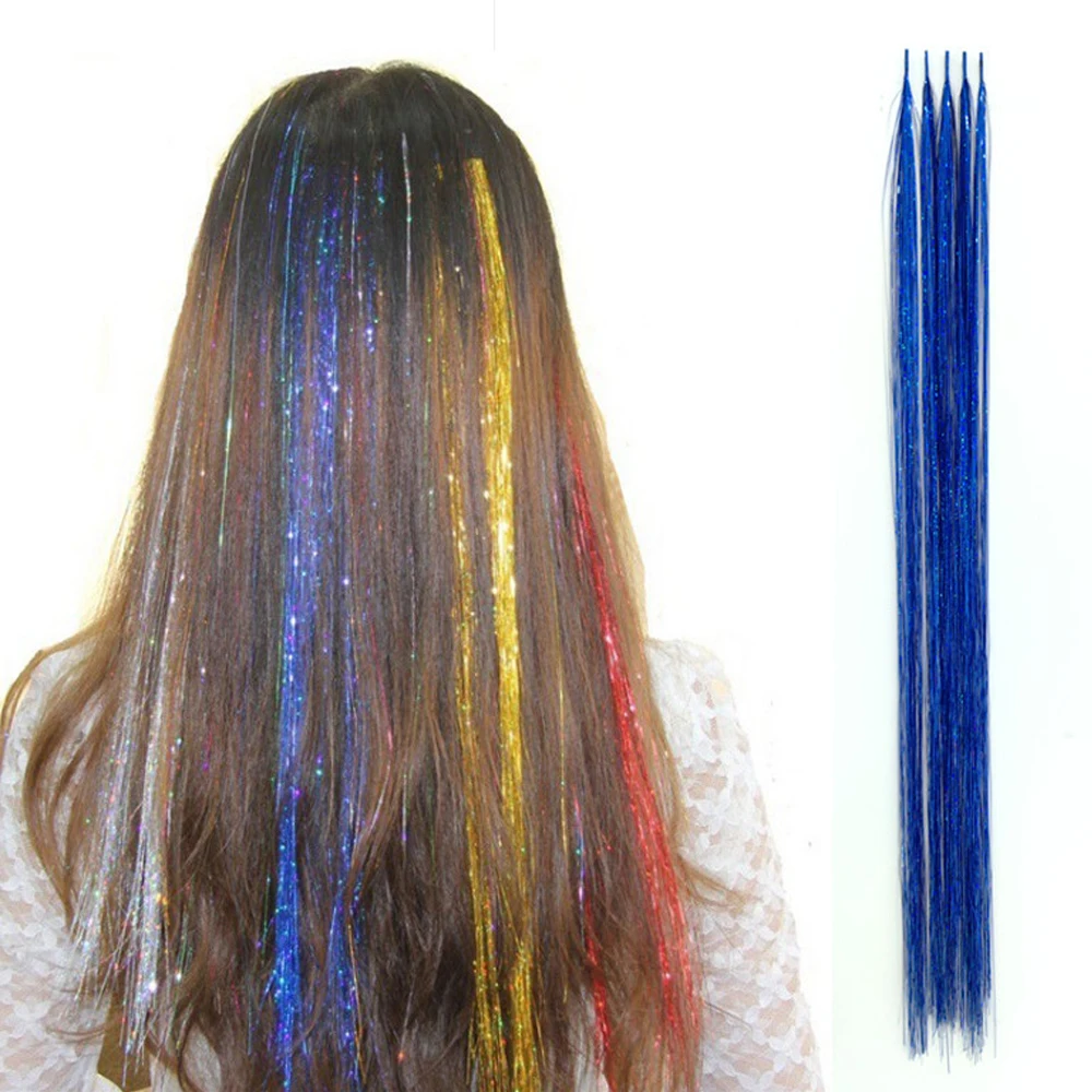 Synthetische Glinsterende Haarverlengingsstreng Feestelijke Glitter Voor Vrouwenhaar, Perfect Voor Feesten En Evenementen Die Geschikt Zijn Voor Al Het Haar