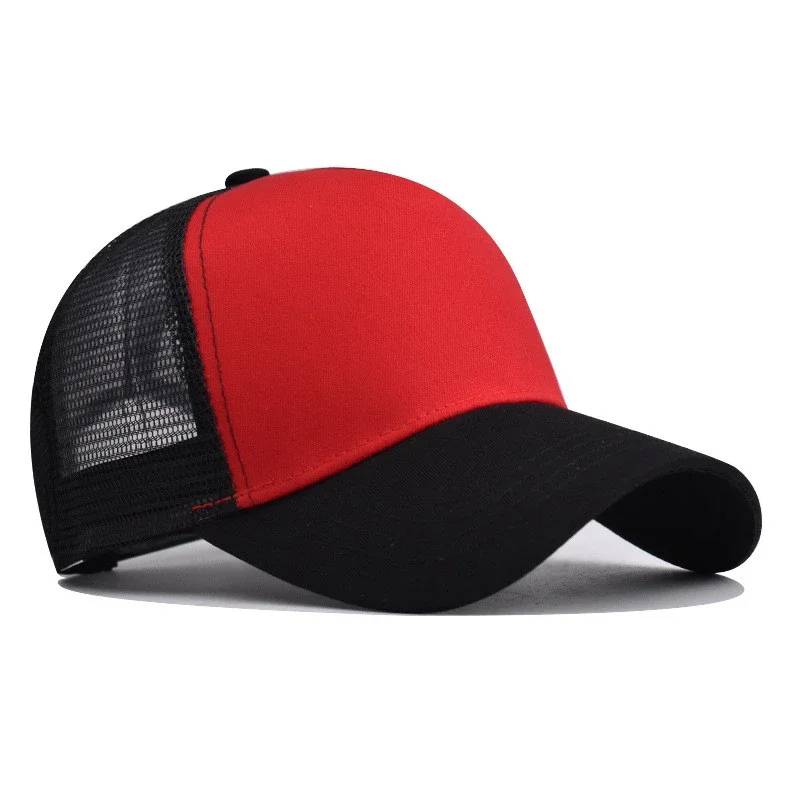 Custom 5 Panels Cotton Mesh Trucker Hat Breathable Baseball Cap Summer Sunshade Women Men Snapback Mesh Hat Cap Bone Wholesale