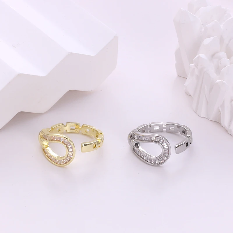 Niche Design Full Of Zircon Exquisite Horseshoe Buckle Index Finger Ring Ins Trend Personality Open Ring Major Brand