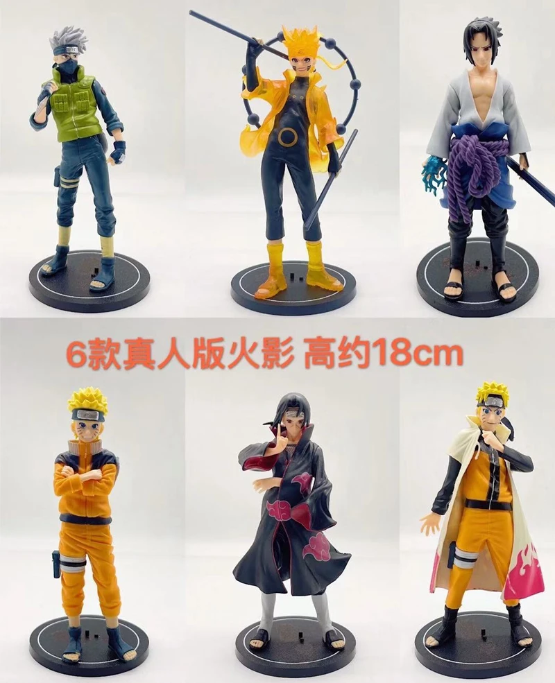 18CM 1Set/6 pezzi Anime Figure NARUTO Series Uzumaki Naruto Live Version Standing Model Toy Gift ornamenti Desktop