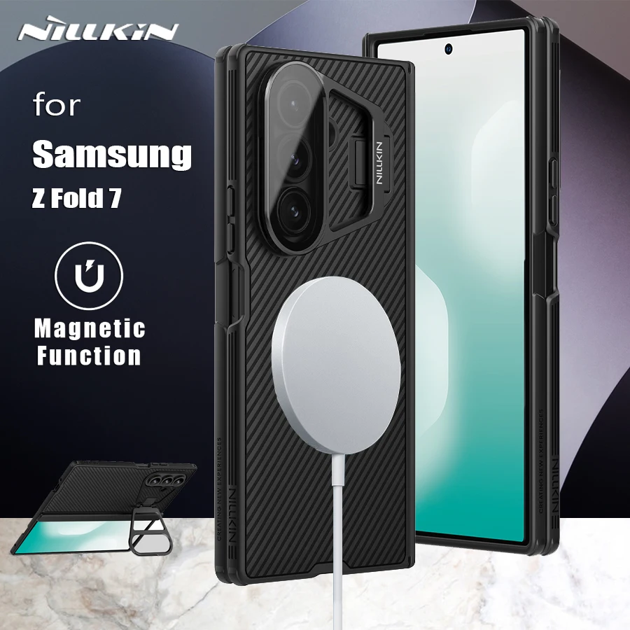 

Магнитный чехол Nillkin для Samsung Galaxy Z Fold 7 5G с MagSafe, прозрачным чехлом для камеры, подставкой и противоударным матовым дизайном