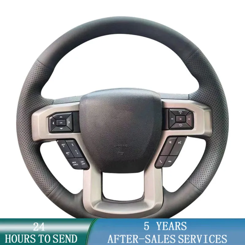 Customized Car Steering Wheel Cover Leather Braid For Ford F-150 F-250 F-350 F-450 F-550 2015-2021 F-600 F-650 F-750 2020-2021