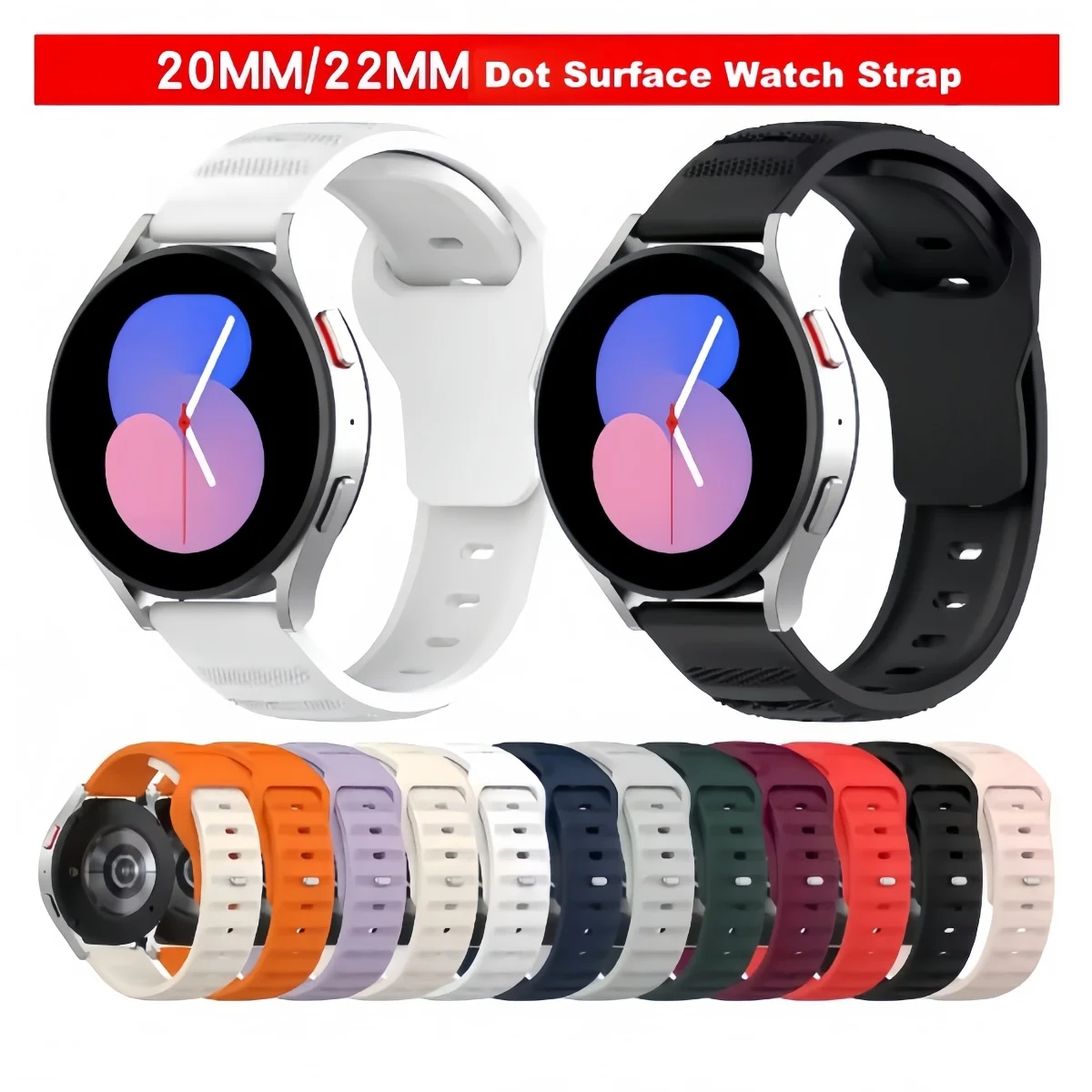 

For Samsung Watch 6 Huawei Xiaomi Amazfit Dot Surface Watch Strap Relojes Smartwatch Silicone Watch band Wrist Strap Wristband