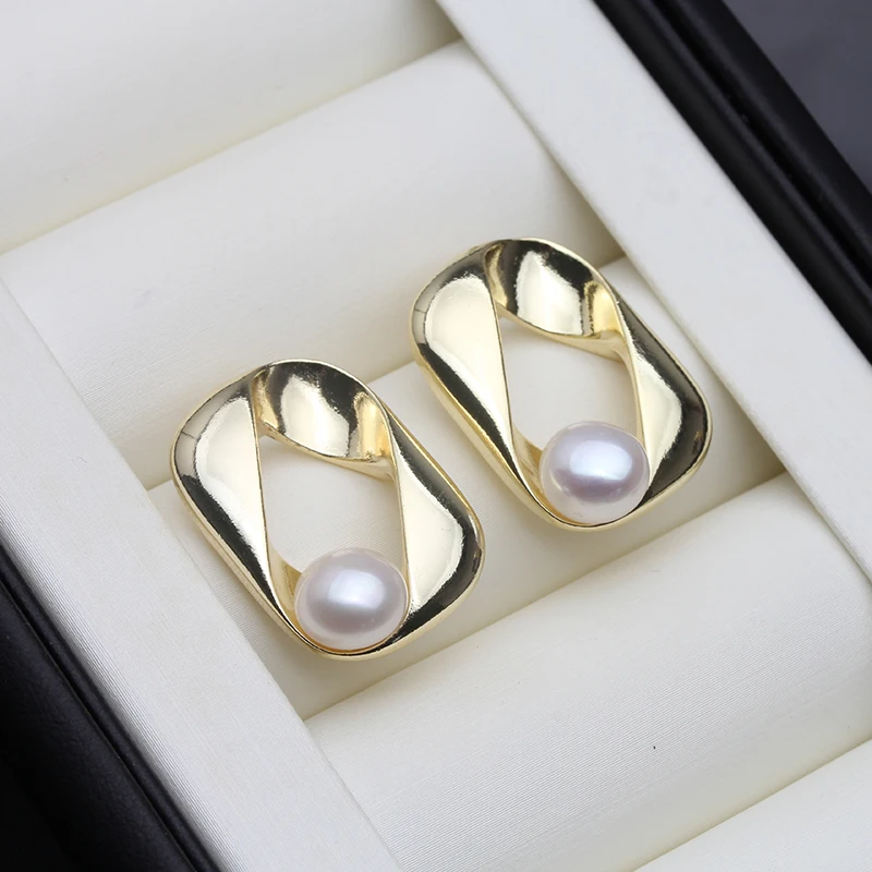 

2024 New Natural Pearl Earrings For Women,Freshwater Square Pearl Earrings Mom Birthday Gift White