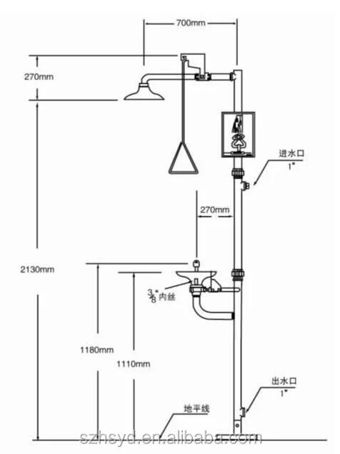 Histay industrial safety shower with eyewash station   HW33530