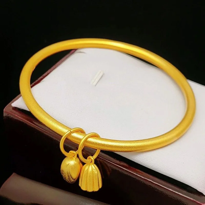 

24K Gold AU999 "Eternal Bond" Bracelet | Hollow lotus with tasseled beads, glossy - matte finish, lively & elegant