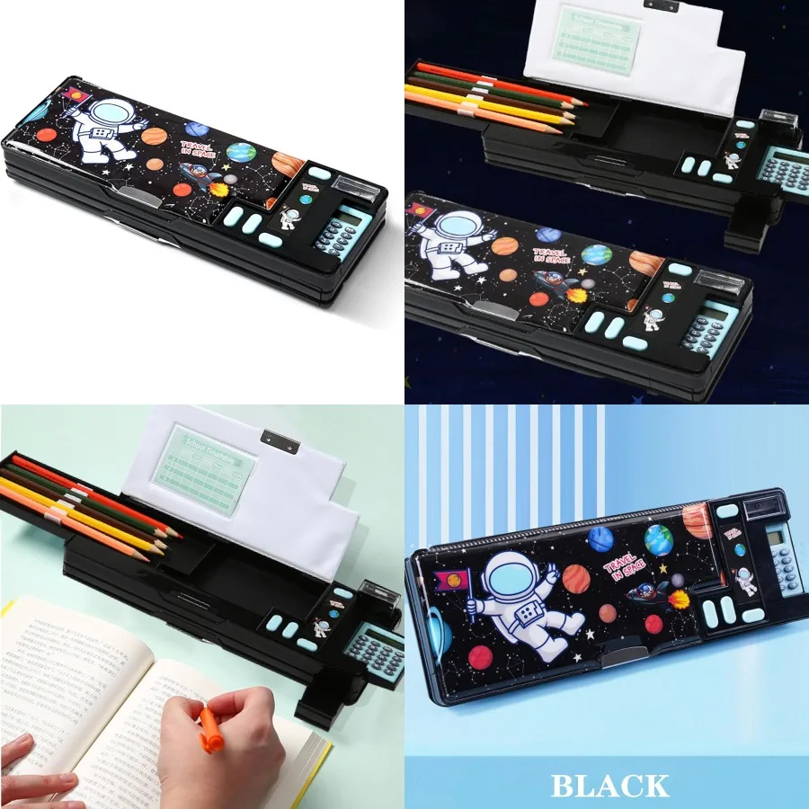 

Всплывающий многофункциональный пенал с милым мультяшным дизайном для школы и офиса. В комплект входит калькулятор. Точилка для карандашей. Еженедельно.