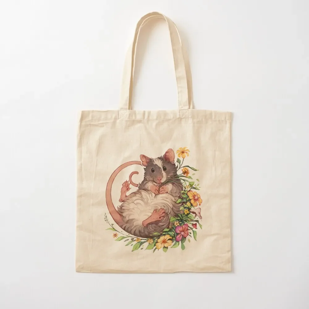 

Mouse with flowers and plants Tote Bag tote bag canvas Big bag Canvas Tote