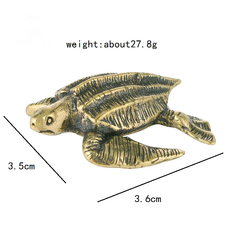 Solid Brass Sea Turtle Figurine Miniature Tea Pet Craft Desktop Small Ornament Animal Home Decoration Accessories Children Gifts