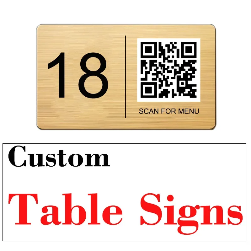 5/10Pcs Custom Stainless Steel Table Signs Desktop Scan Menu QR Code Self-adhesive Table Number Plates For Restaurant Hotel Cafe