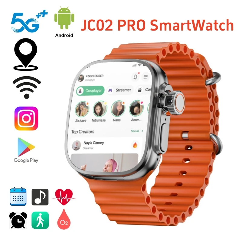 

JC02Pro Смарт-часы 4G/5G Andorid 10.0 800 Вт Камера WIFI GPS Положение Сердечного ритма Google Player Приложение Загрузка S10 Ultra Smart Watch