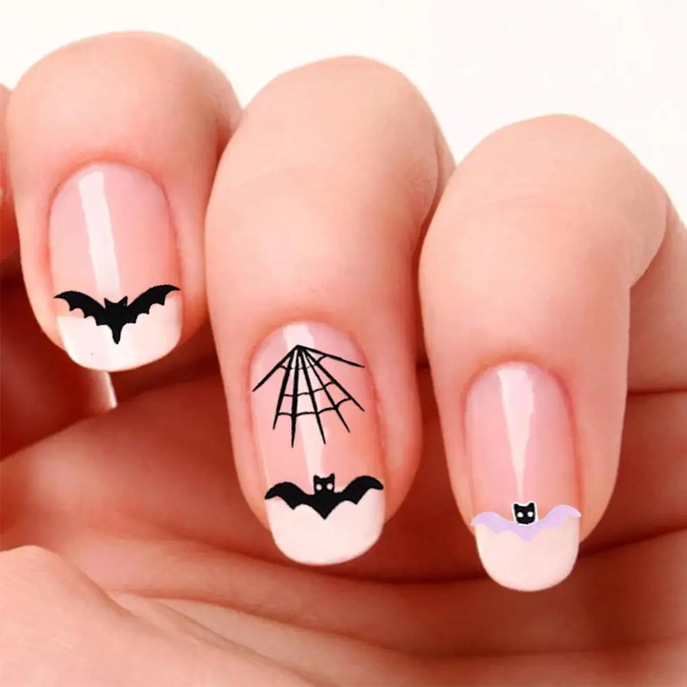 Halloween Nail Art Stickers Pink Pumpkin Bat Skull Nail Cute Themed Stickers Decals Art Ghost Nail Bestselling Spooky S2H0