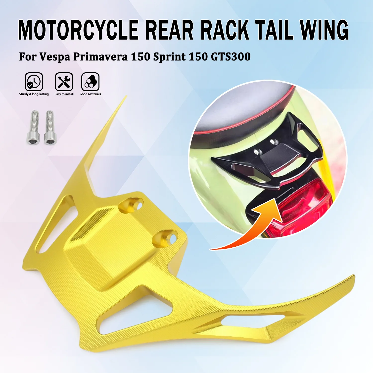 For Vespa Primavera Sprint 150 180  GTS300 310 Rear Shelves Handrail Aluminum Ducktail Rear Spoiler Winglet Tail Motorcycle Part