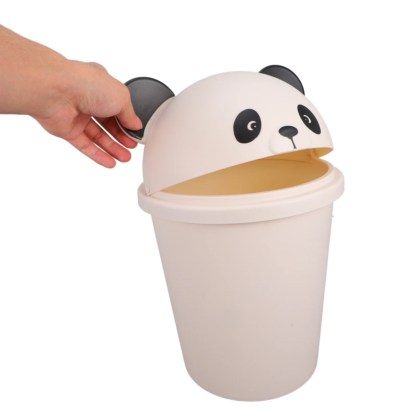 

Cartoon Panda Trash Can Plastic Lid Large Capacity Indoor Outdoor Garbage Bin Waste Basket for Kitchen Bathroom Office
