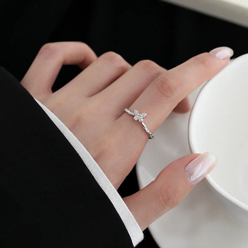 

REETI 925 Sterling Silver Rings for Women Butterfly Open Ring Jewelry Gifts for Girls