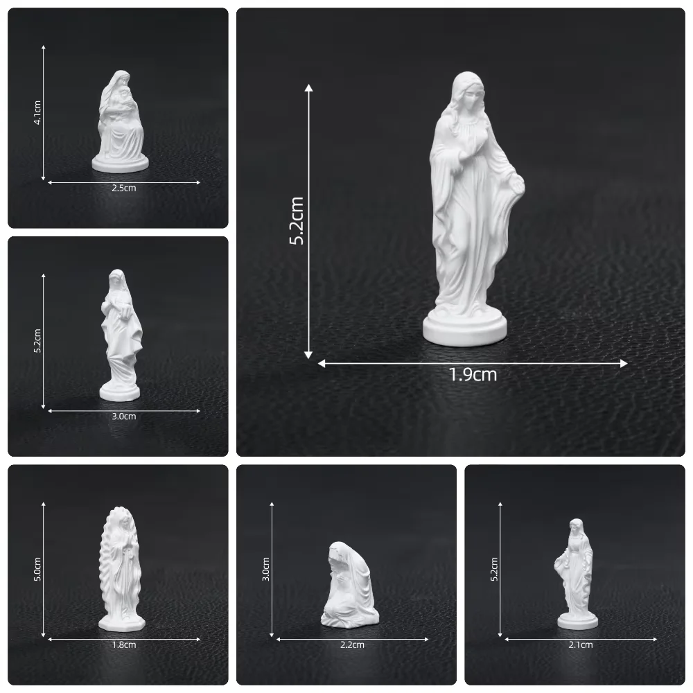 24 Pieces Resin Mini Virgin Mary Statue Figurines Catholic Religious Miniature Ornaments Christmas Micro Landscape Decoration