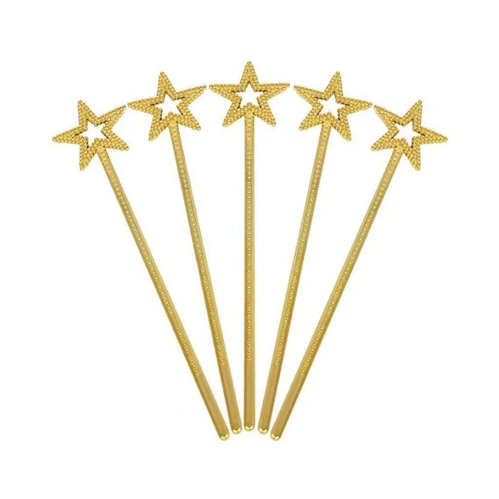 

Wholesale 10pcs Princess Girls Wand Golden Pentagram Princess Magic Wand Princess Elsa Fairy Wand Birthday Dress Up Props Gifts