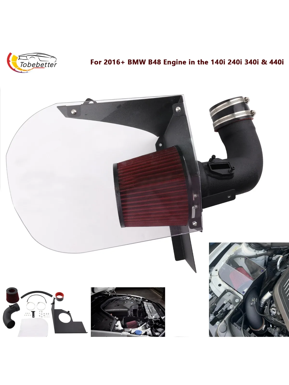 Prestaties Clear Cover koude luchtinlaat kit voor BMW 2.0T B48 120i 125i 220i 230i 320i 420i 430i F20 F21 F22 F23 F30 F31 F32 - afbeelding 2