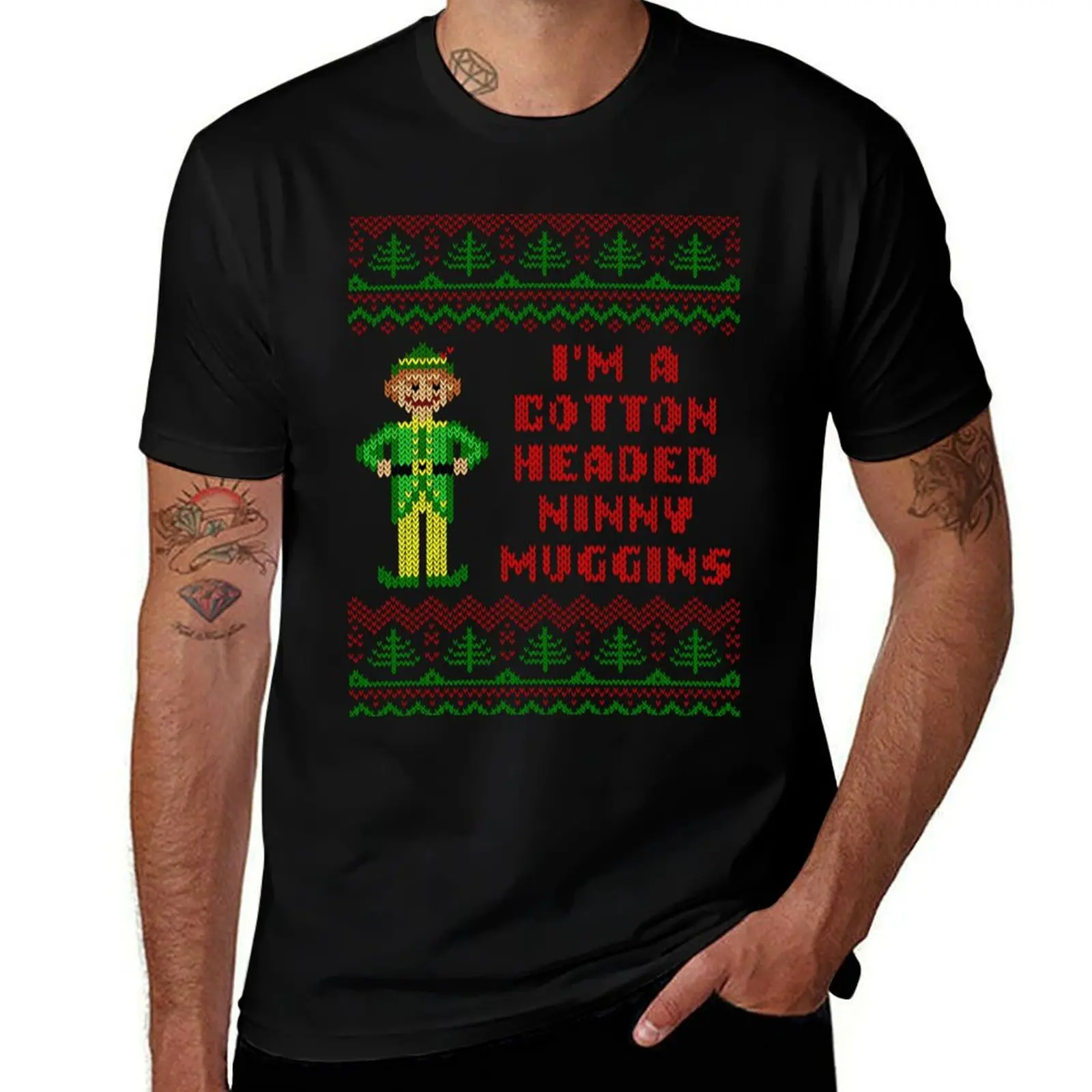 

Funny Elf Cotton Headed Ninny Muggins Ugly Sweater T-Shirt t shirts for man graphic tees t shirt man luxury T-shirt
