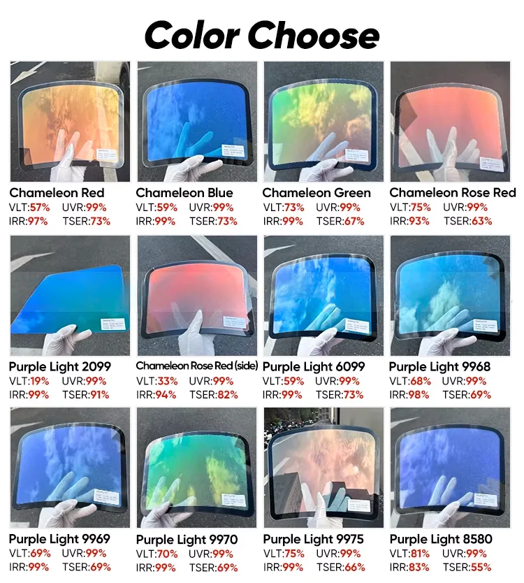 2025 Chameleon Tint Window Film 60inch*100ft 70%Vlt Red Rainbow Car Window Tint With Uv Rejection Chameleon Windshield Film