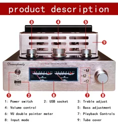SUNBUCK 2.0 Stereo 100W+100W High Power Coaxial Fiber Bluetooth 6H3N HIFI Vacuum Tube Amplifier Audio