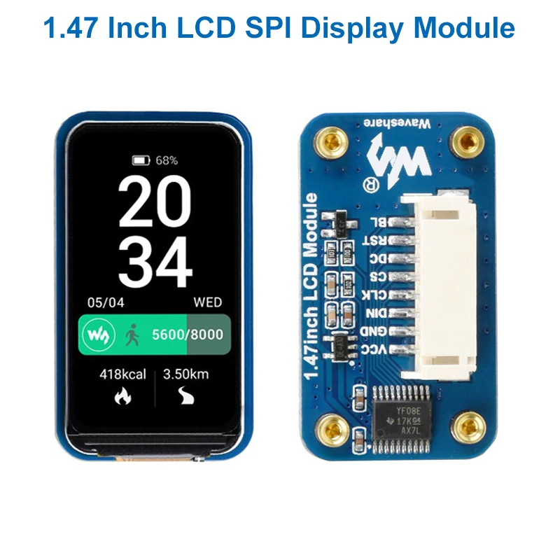 1.47 Inch LCD Display Module ST7789V3 Driver SPI Interface 172x320 IPS Screen for Arduino STM32 Raspberry Pi 4 3 Zero Pico