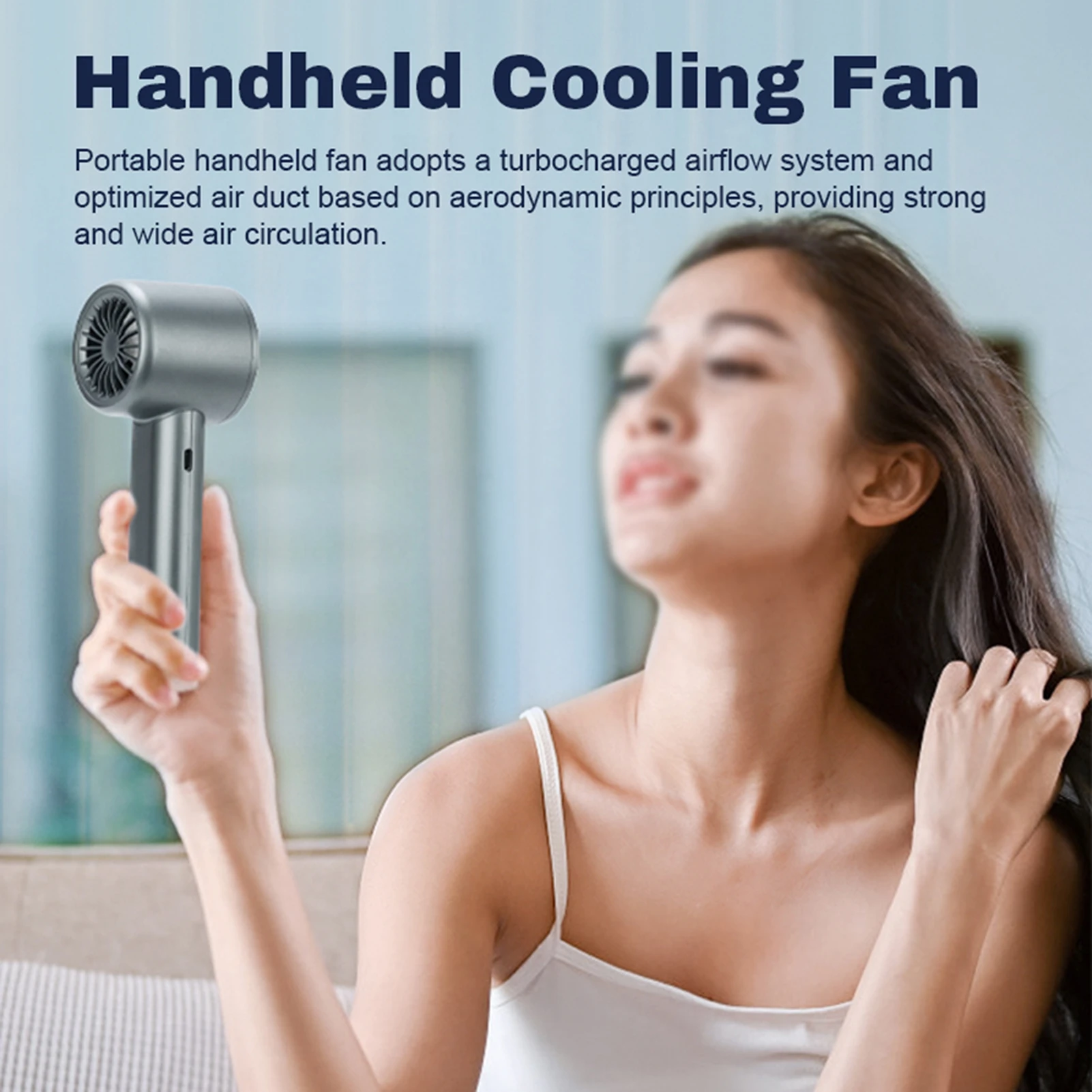 Portable Fan USB Rechargeable Electric Fan with Digital Display Support 120-Speeds Infinitely Adjustable for Camping Travel Home