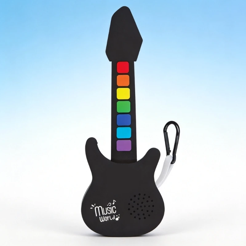 Mini Guitar Keychain Toy with Speaker, Clip Carry Music Instrument for Kids Travel Use and Gift Play Toy A2UB