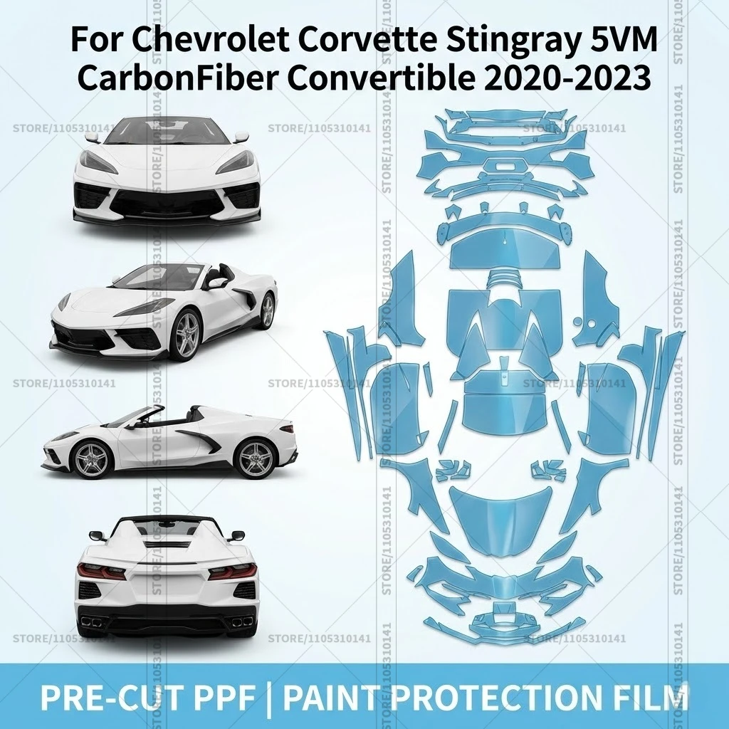 

For Chevrolet Corvette Stingray 5VM CarbonFiber Convertible 2020-2023 Pre-Cut Paint Protection Film PPF Transparent Car Film PPF