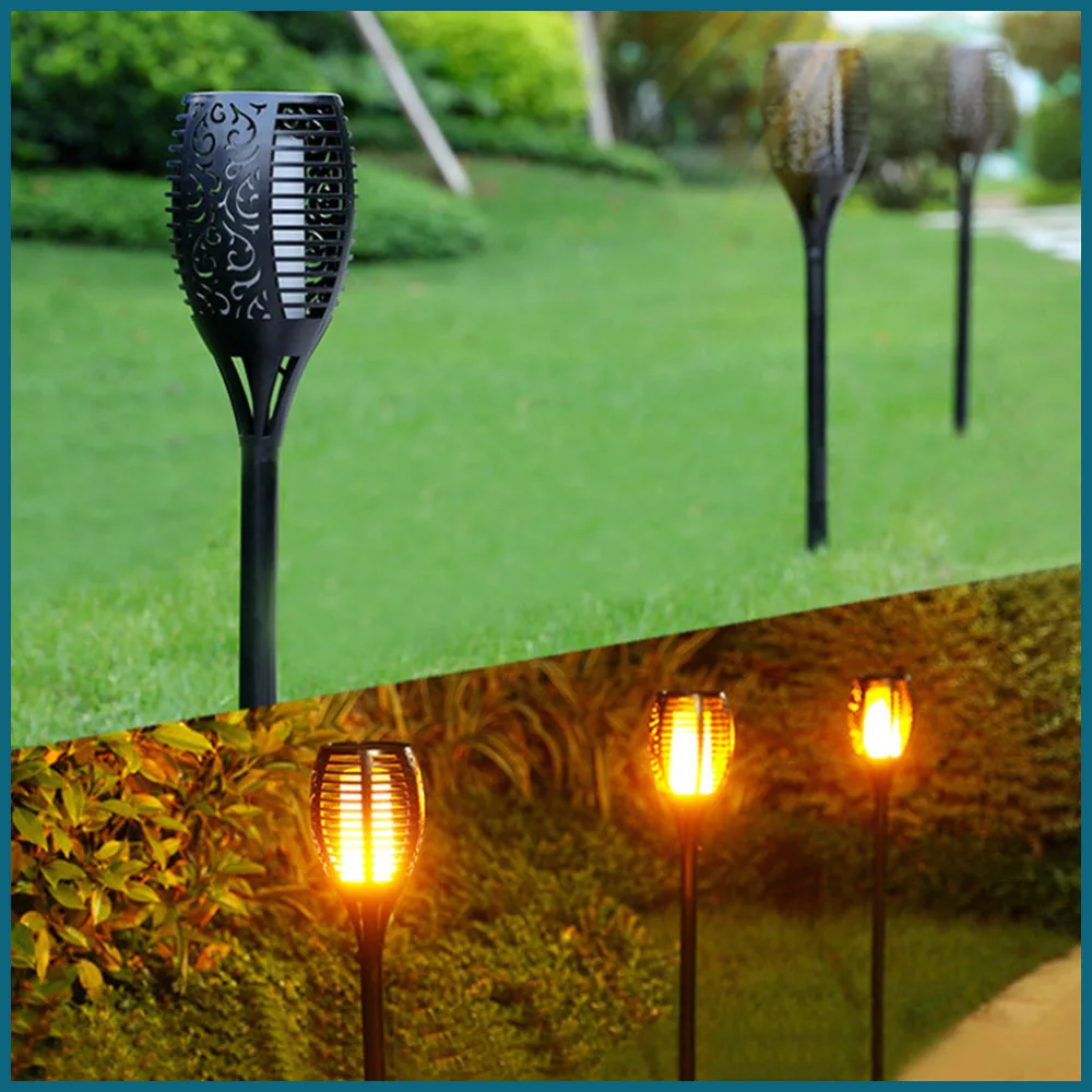 36LED Solar Flame Torch Lights Flickering Light Waterproof Garden Decoration Outdoor Lawn Path Yard Patio Floor Lamps