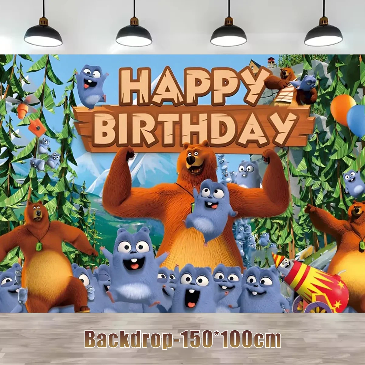 Grizzy and the Lemmings Birthday Party Decorations Cartoon Forest Bears Balloon Backdrop Cake Topper Banner Kids Gifts Supplies view 5