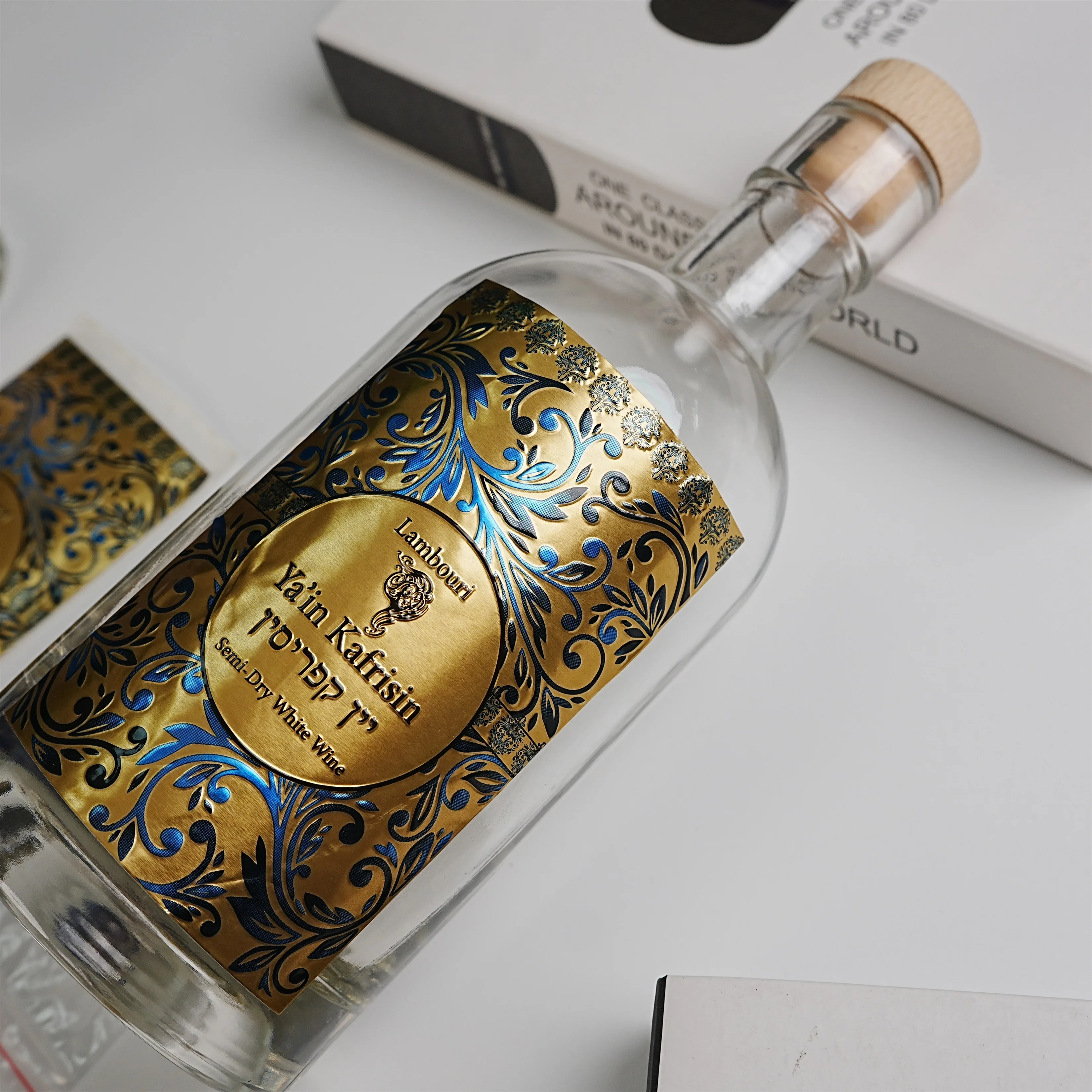 Luxury Gold Foil Embossed Wine Labels | Custom Aluminum Paper Metal Stickers for Alcohol & Beverage Packaging