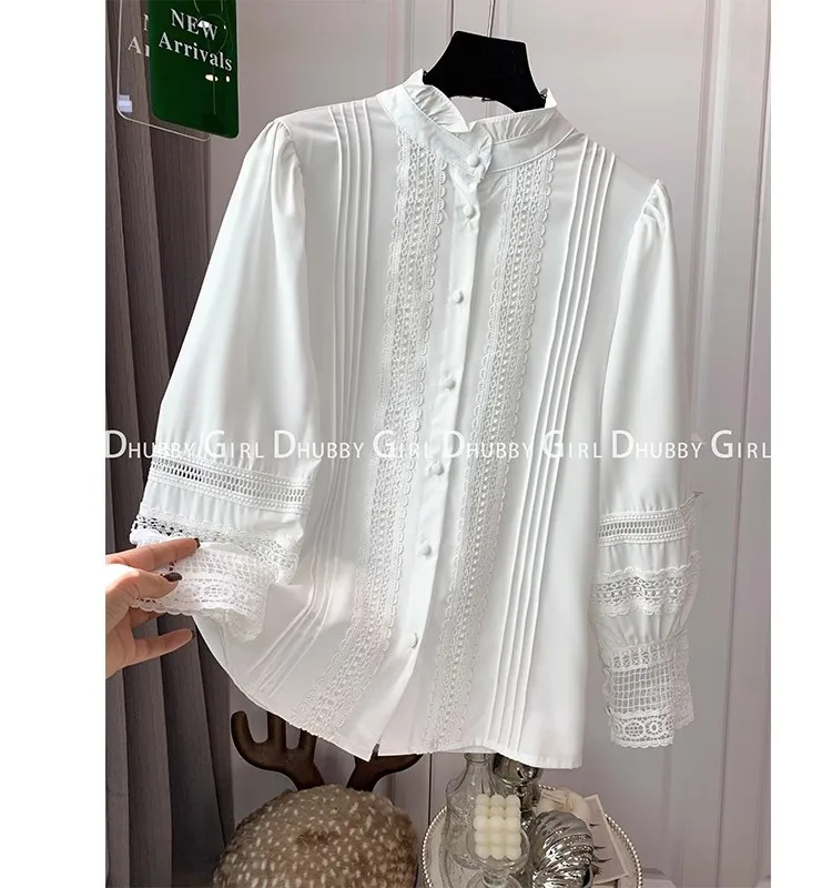 Korean Fashion Retro White Commuter Basic Women\'s Shirts Sweet Loose Summer Tops Korean Fashion Vintage Blouse Femme