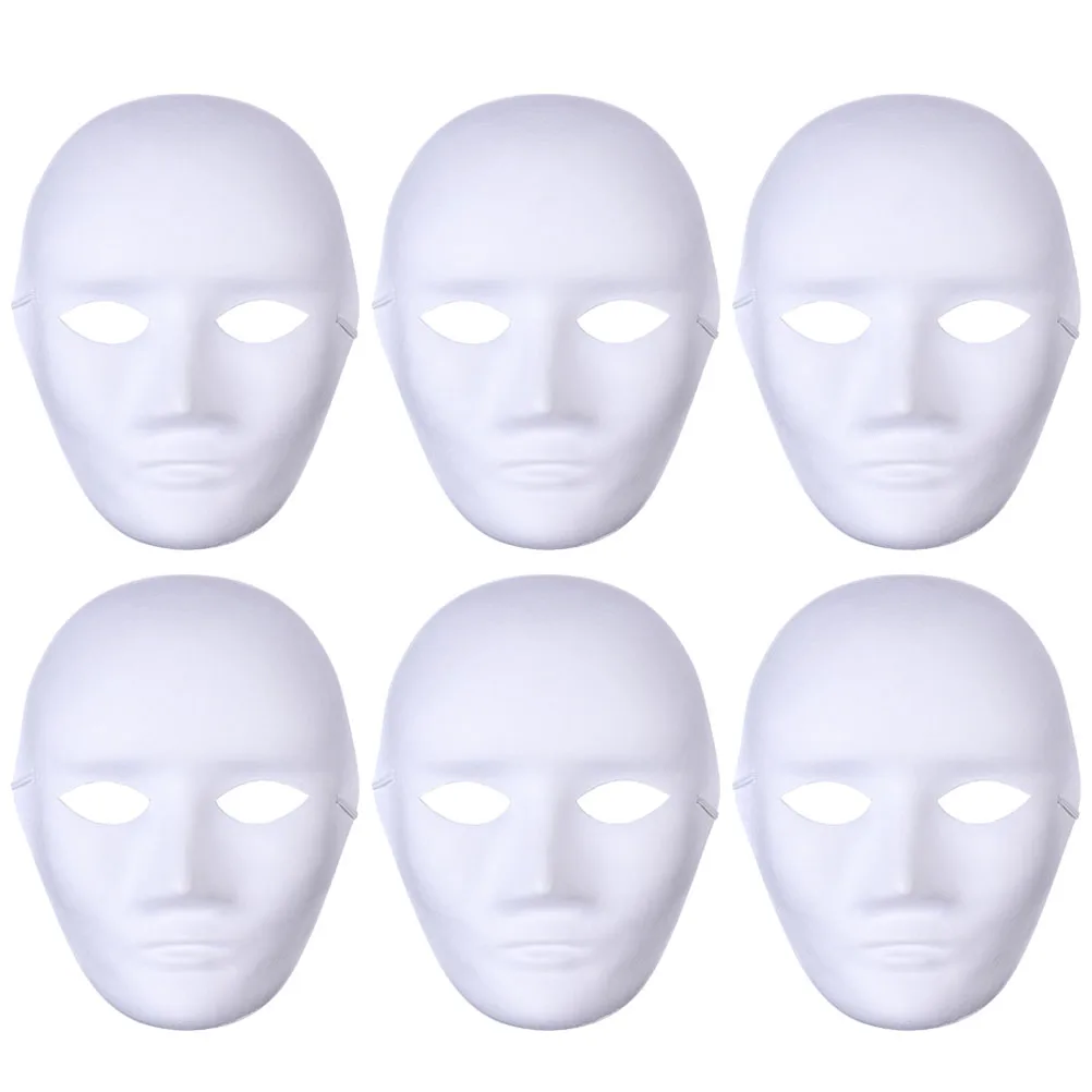 Masques en pâte vierge, 6 pièces, peinture artisanale non peinte, cadeaux de fête, décor de carnaval d'halloween, créatif pour enfants et adultes