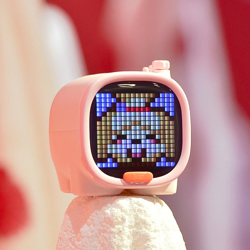 Divoom Timoo Elephant Pixel Bluetooth Wireless Speaker Pink Cartoon Smart Speaker Alarm Clock Gift
