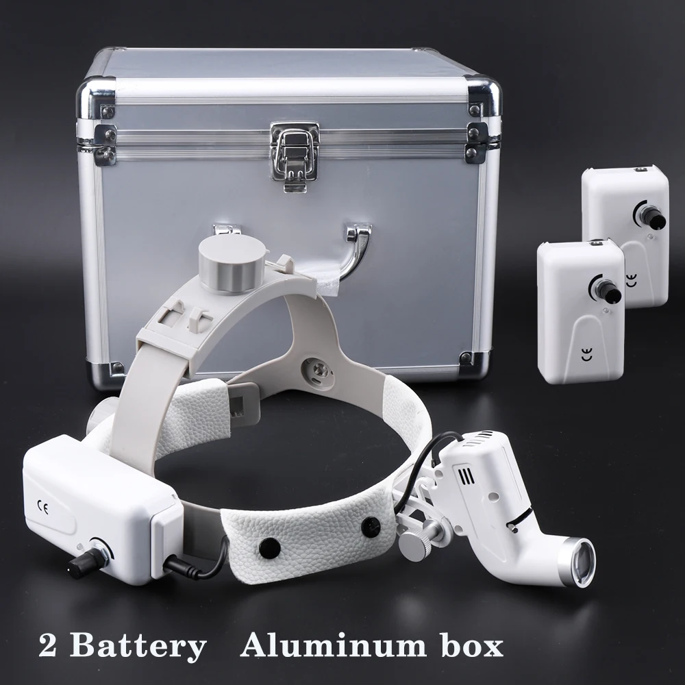 5 W 2PC Battery Aluminum Box Dental Headlights Dentist Tools Surgery Examination Lamp Dental Headlamp 2.5X 3.5X Dental loupes