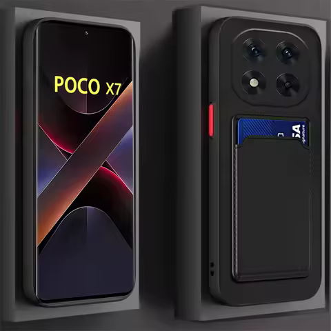 Silicone Card Slot Phone Case For Poco X7 X6 X5 X4 X3 Pro 5G NFC GT Soft Wallet Holder Cases For Poco F6 M6 M4 Pro Back Cover