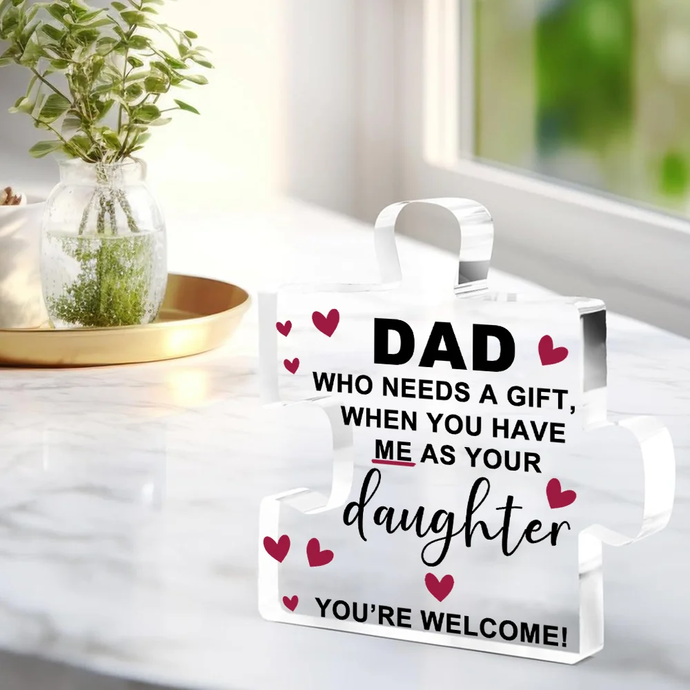 1 Pcs Dad transparent Presents From Daughter son for my best dad Puzzle-shaped Gift For my father home Ornaments Birthday gift