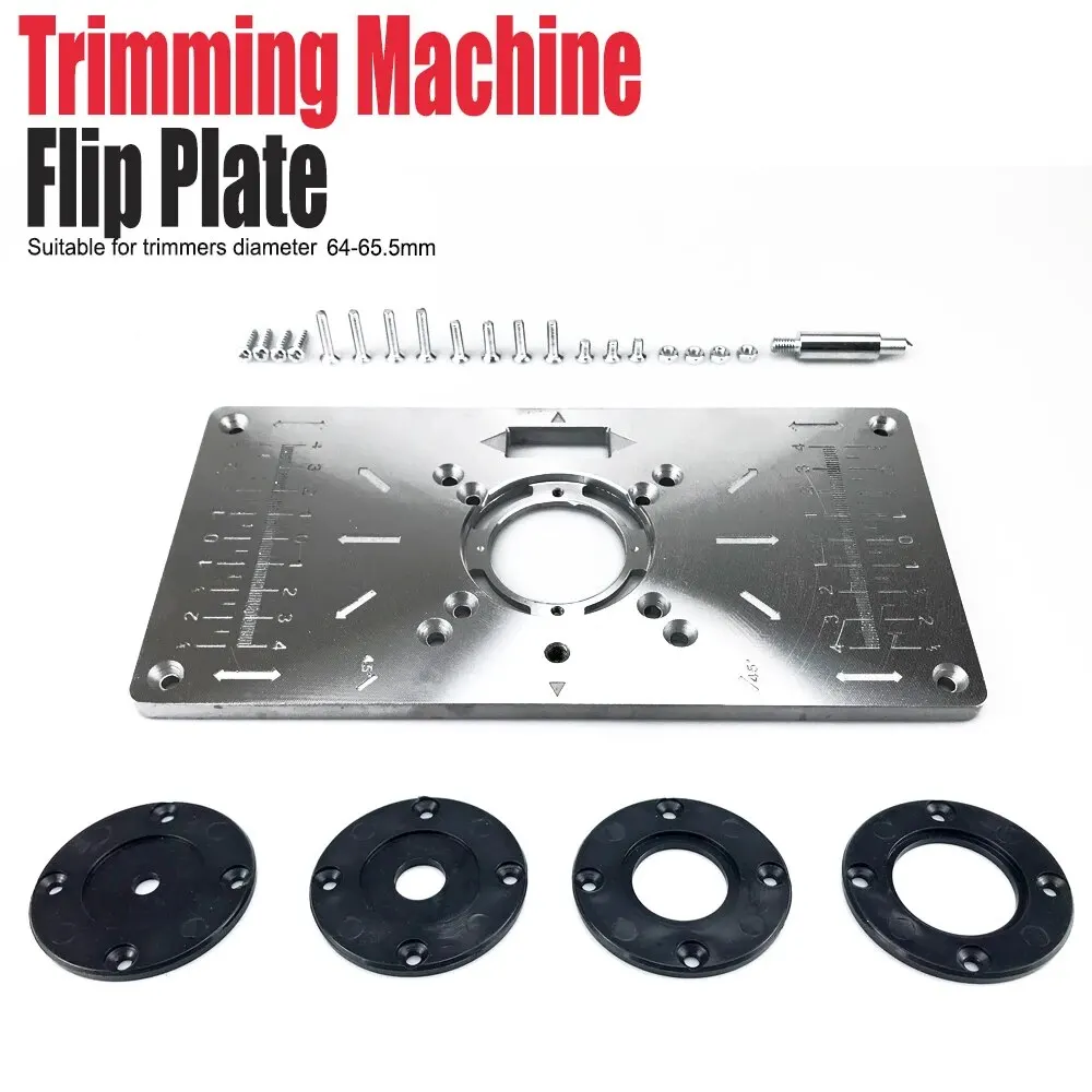 Trimming Machine Flip Plate Woodworking Benches Router Table Insert Plate with Rings Suitable for Trimmers Diameter 64-65.5mm