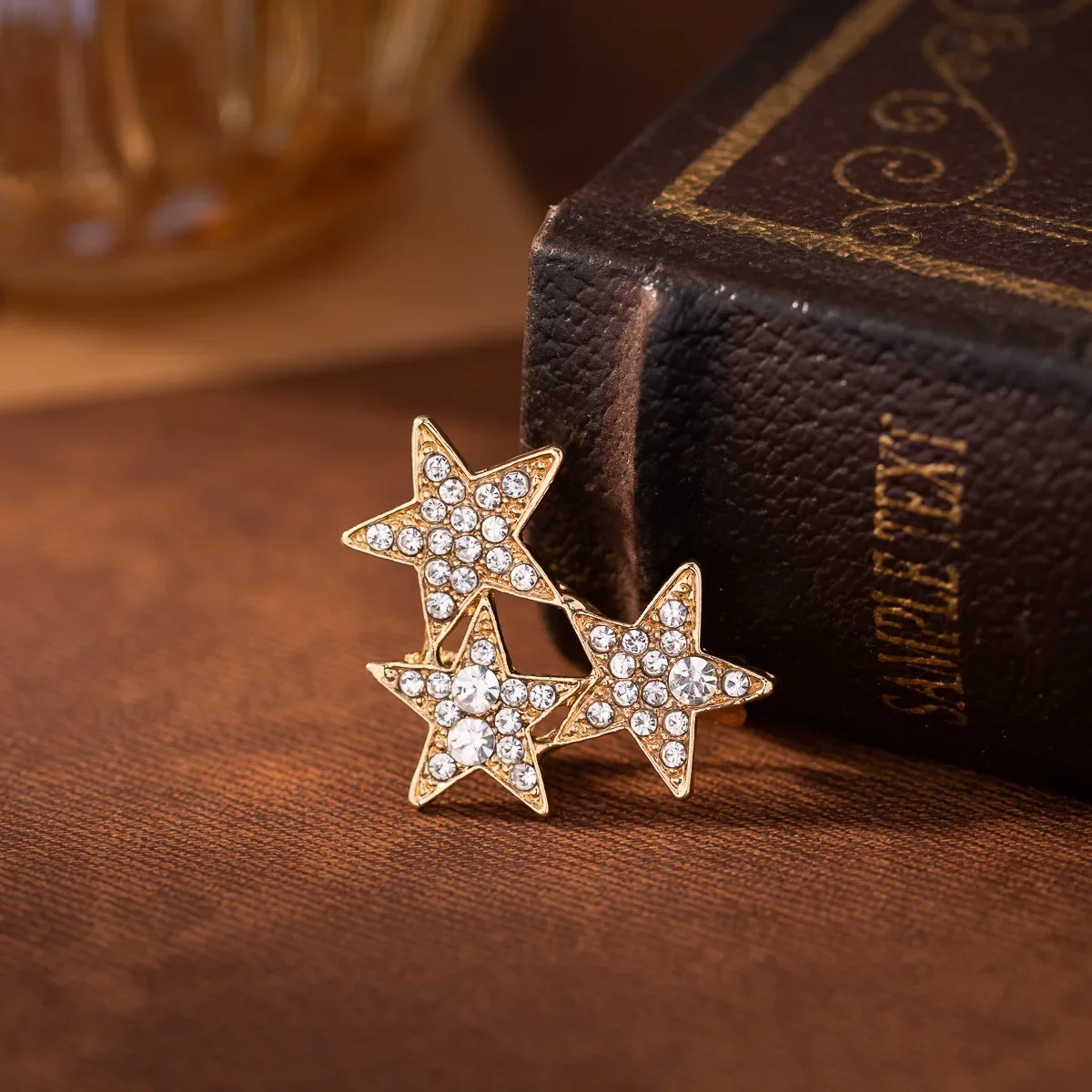 Exquisite Shiny Zircon Crystal Five-pointed Star Star Brooch Men's Fashion Business Clothing Suit Dress Brooch Jewelry