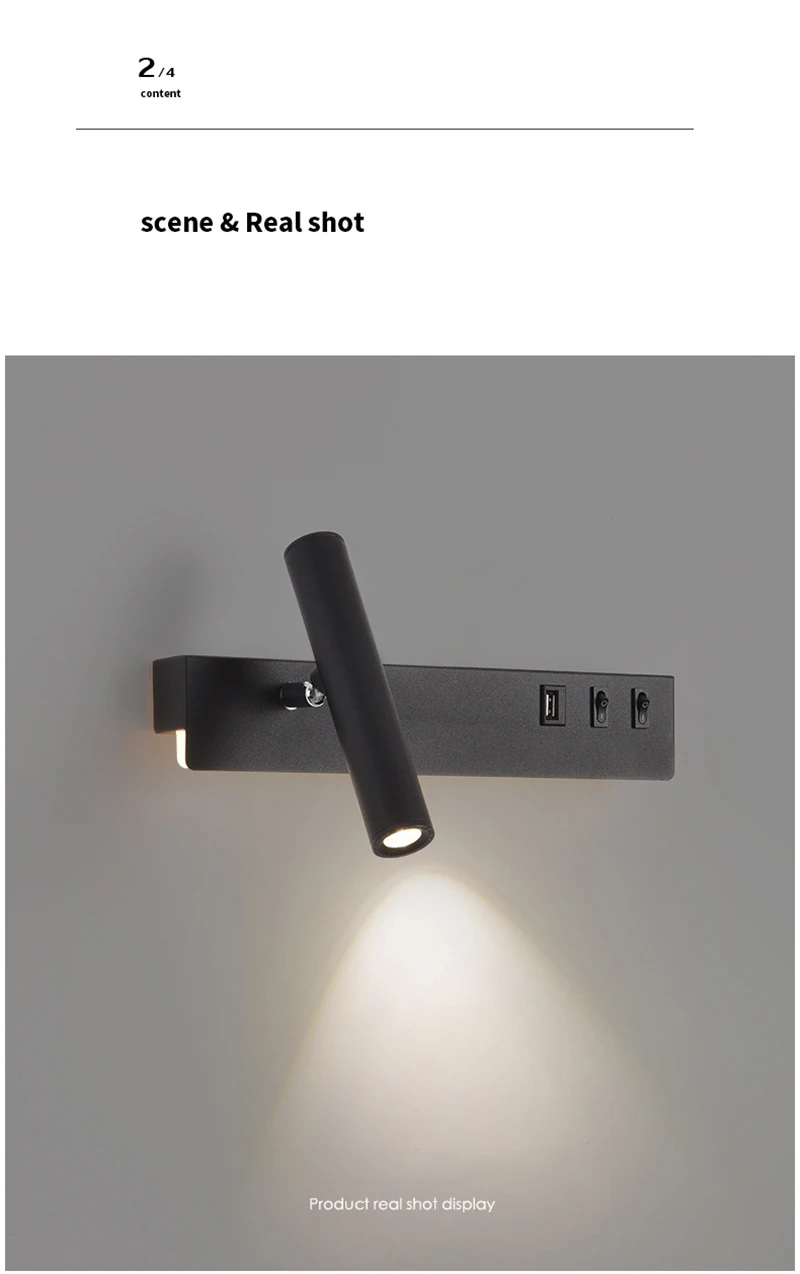 Bedside Reading Wall Lamp Nordic Modern LED Wall Light With Switch USB Indoor Lighting Room Decor For Bedroom Living Room Sconce