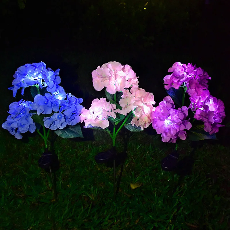 

Solar Hydrangea Flower Lawn Lamp Simulation Flower Ground Plug-in Outdoor Garden Decoration Lamp Villa Courtyard Landscape Court