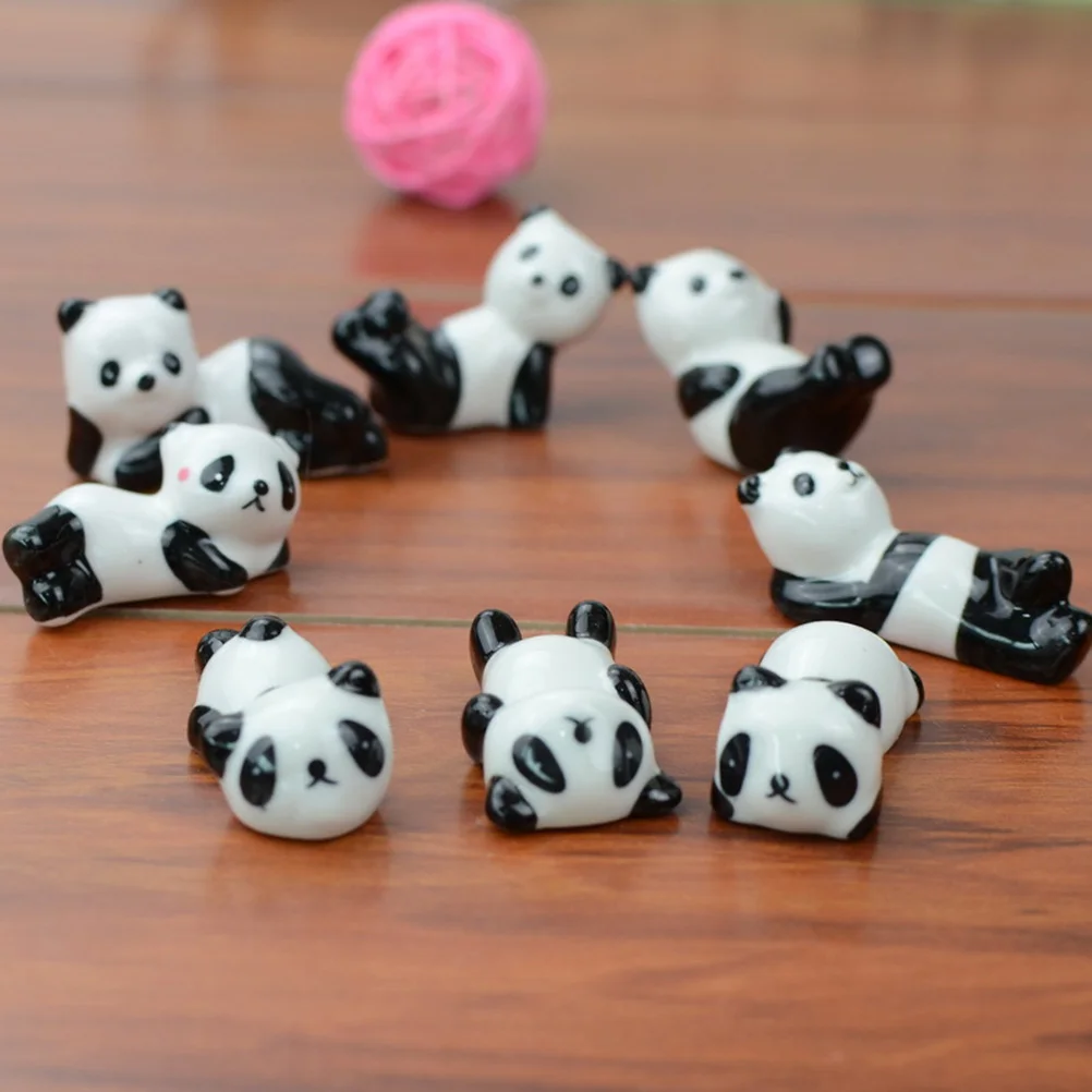 

8Pcs Ceramics Chopsticks Stands Cartoon Panda Shaped Chopsticks Holder Creative Desktop Decoration Crafts